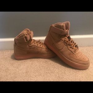 Tan Nike height top air force ones